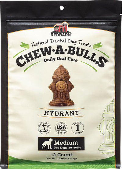 Redbarn Chew-A-Bulls Hydrant Dental Treats, md-12 pk - Long Lasting Chews