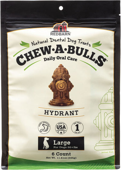 Redbarn Chew-A-Bulls Hydrant Dental Treats, lg-6 pk - Long Lasting Chews
