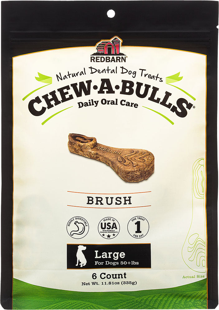 Redbarn Chew-A-Bulls Brush, lg-6 pk - Long Lasting Chews