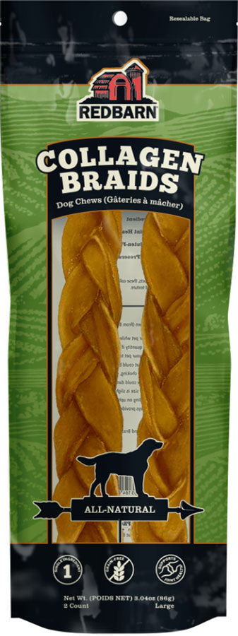 Redbarn Collagen Braid, lg-2 pk - Rawhide/ Body Parts