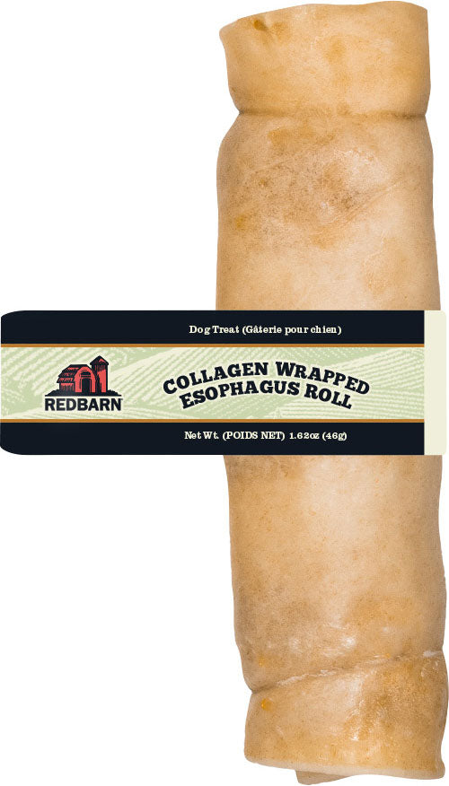 Redbarn Collagen Wrapped Esophagus Roll, 2.66 oz - Rawhide/ Body Parts