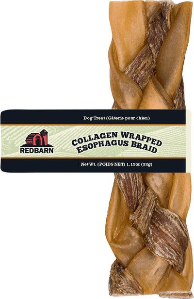 Redbarn Collagen Wrapped Esophagus Braid, 1.7 oz - Rawhide/ Body Parts
