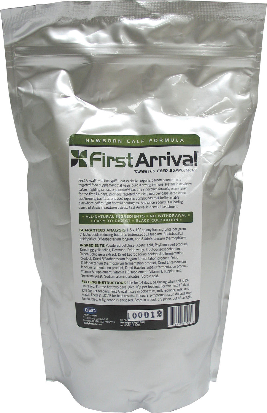 First Arrival W/Encrypt Newborn Calf Powder, 800 gm - Scour Treatments