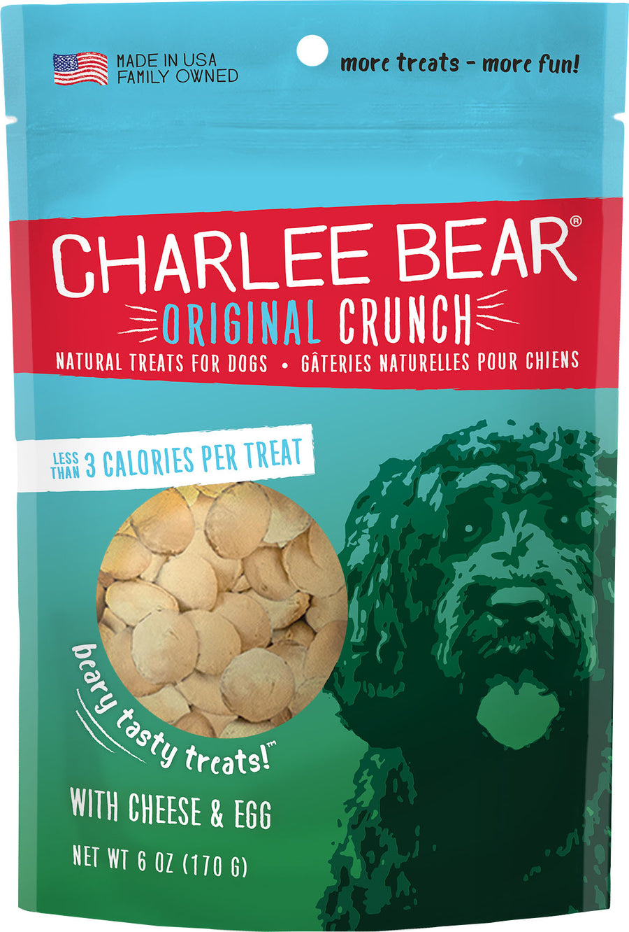 Charlee Bear Original Crunch, Cheese/Egg, 6 oz - Edible Bones & Biscuits
