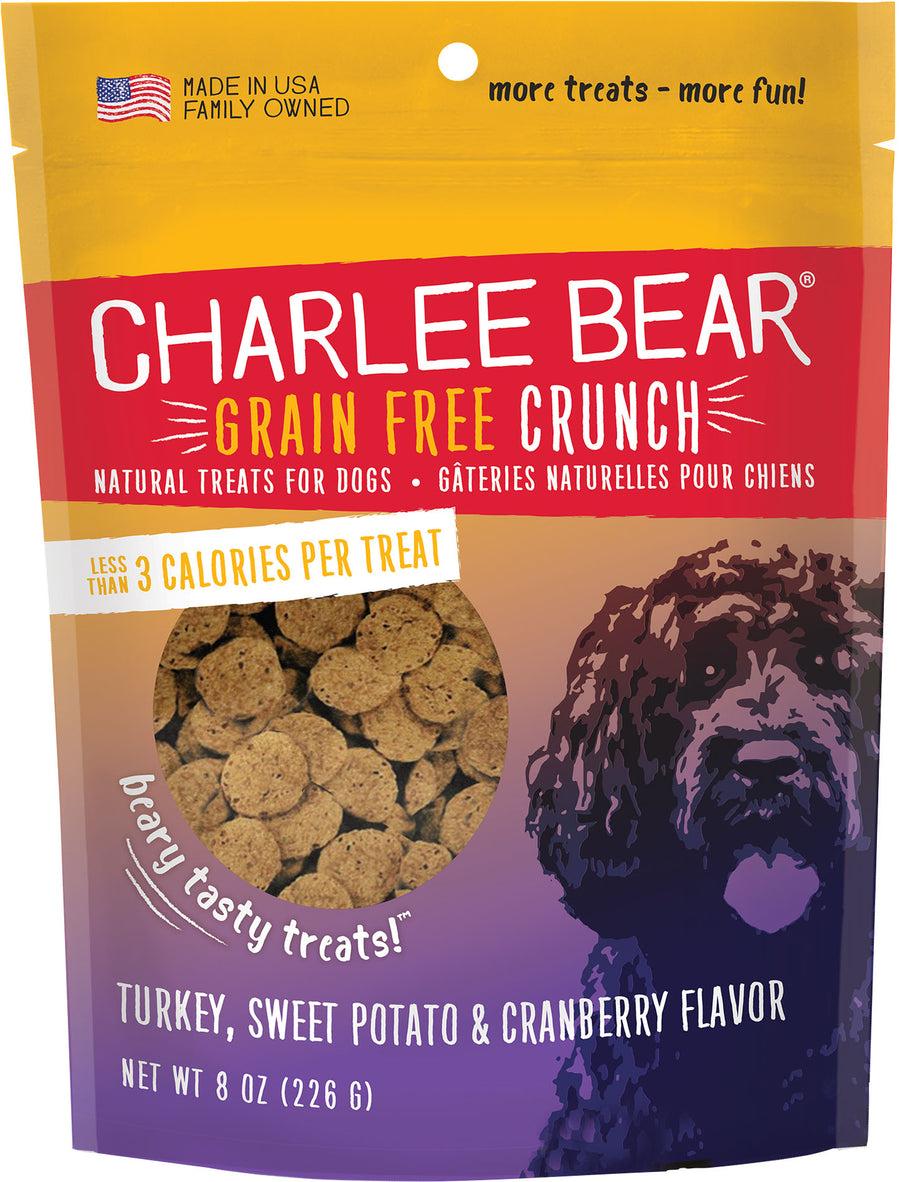 Charlee Bear Grain Free Crunch, Turkey/Swt Pot/Crberry, 8 oz - Soft Treats