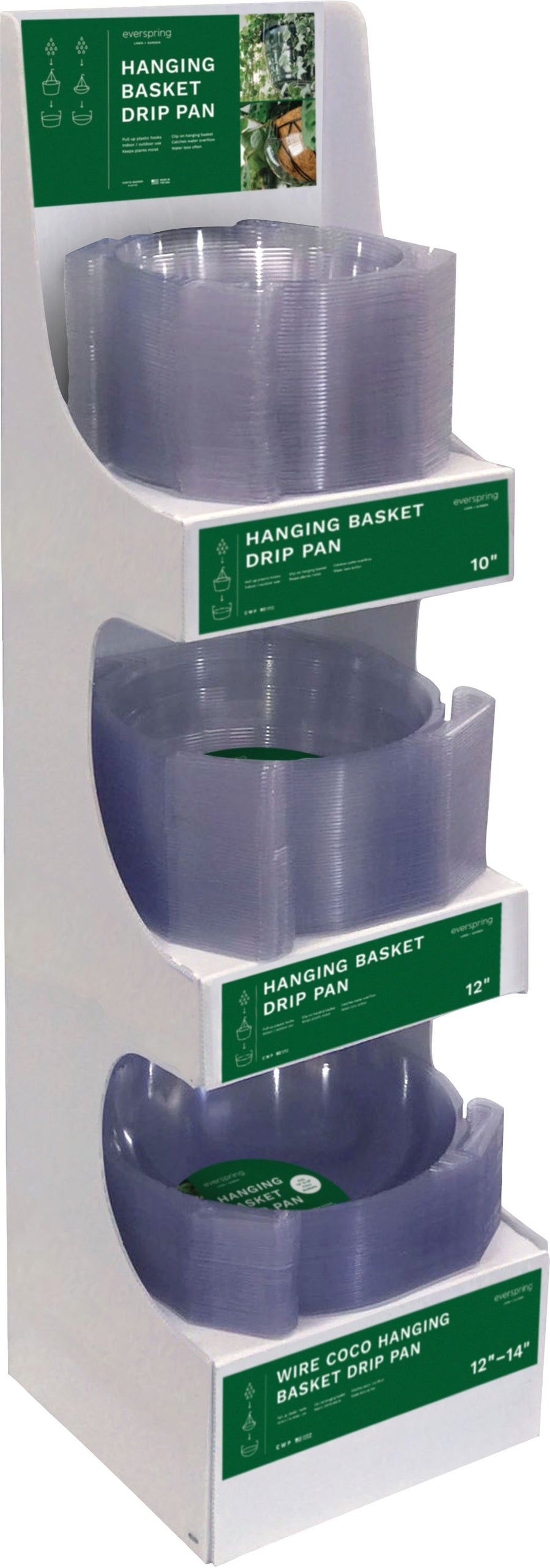 Everspring 3 Tier Hanging Basket Drip Pan Display, Clear, 150 pc - Saucer Basic