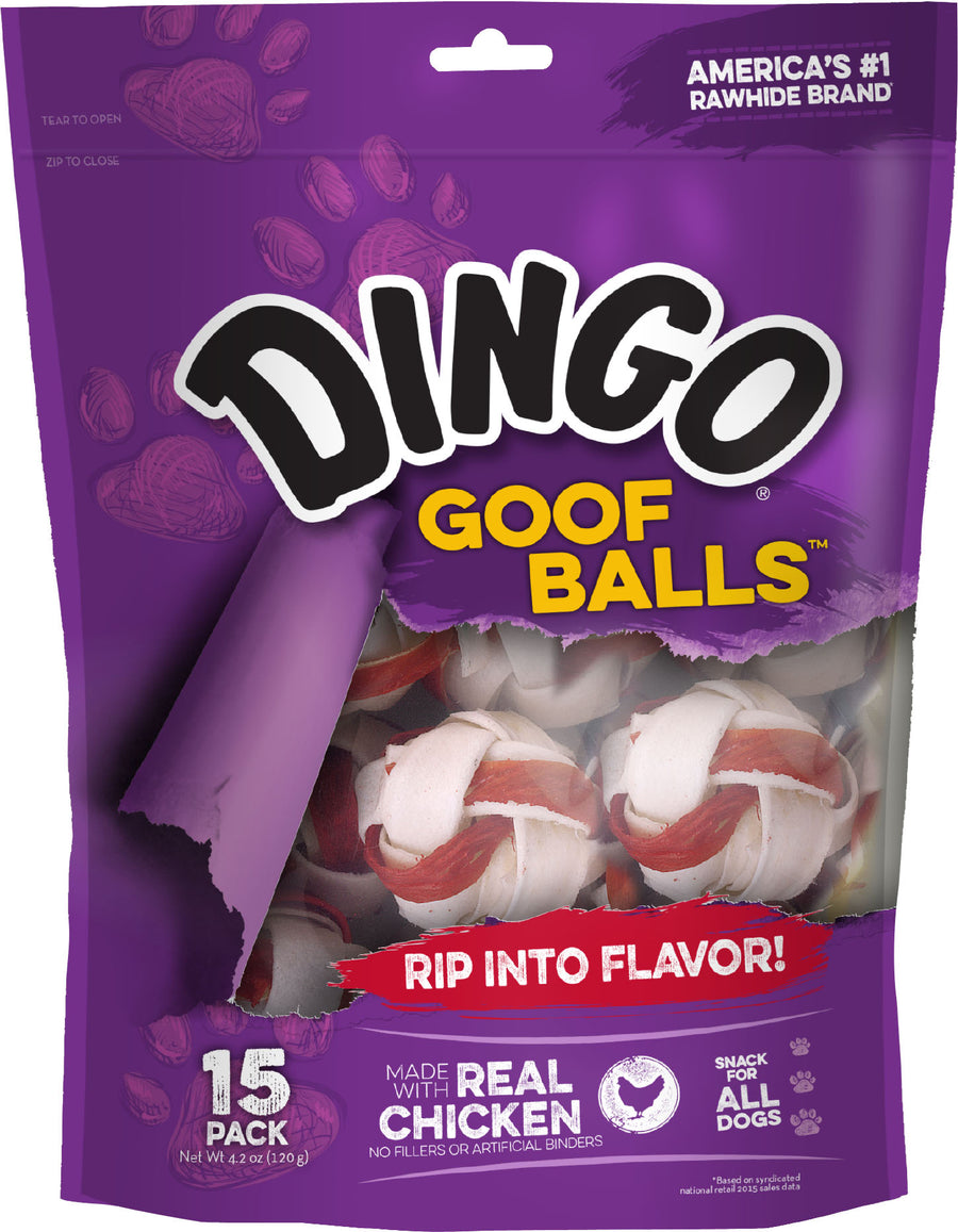 Dingo Goof Balls, Chicken, sm-15 pk - Rawhide/ Body Parts