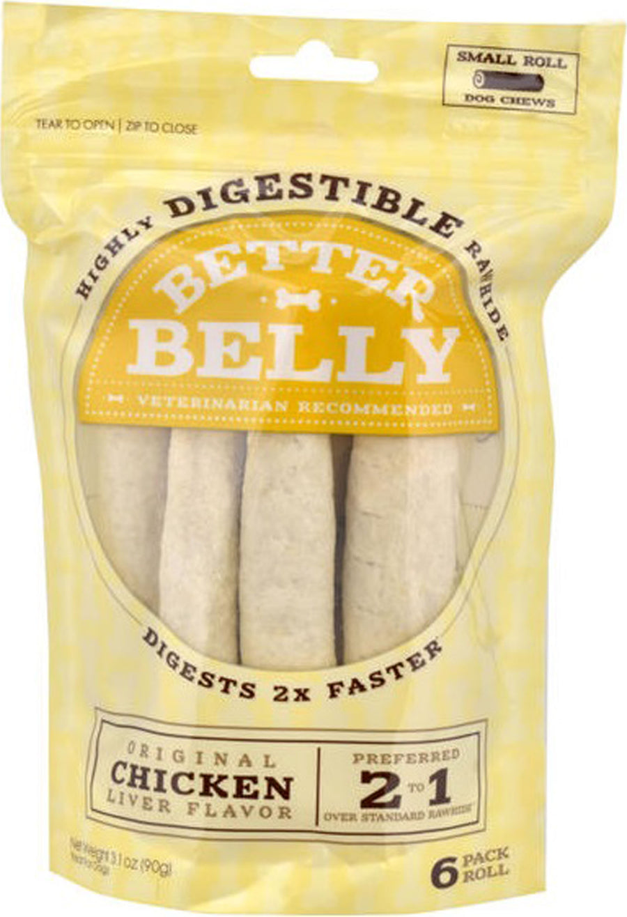 Dingo Better Belly Rolls, Chicken Liver, sm-6 pk - Rawhide/ Body Parts