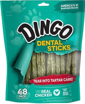 Dingo Dental Sticks for Tarter Control, Chicken, 48 pk - Rawhide/ Body Parts
