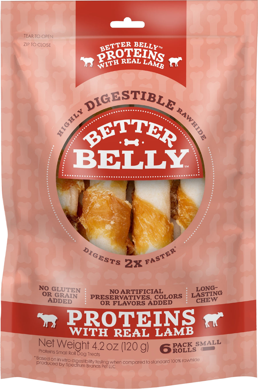 Dingo Better Belly Protein Rolls, Lamb, sm-6 pk - Rawhide/ Body Parts