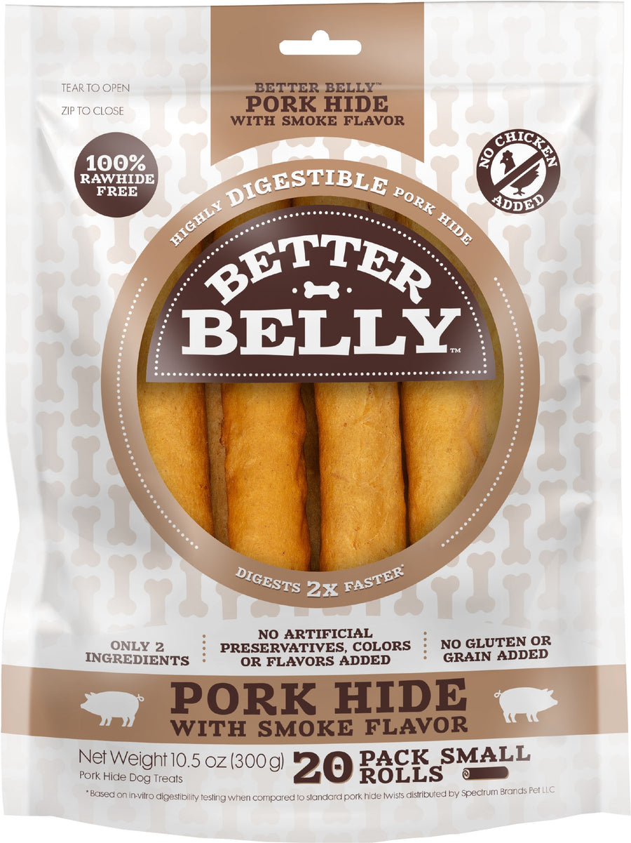 Dingo Better Belly Porkhide Roll, sm-20 pk - Rawhide/ Body Parts