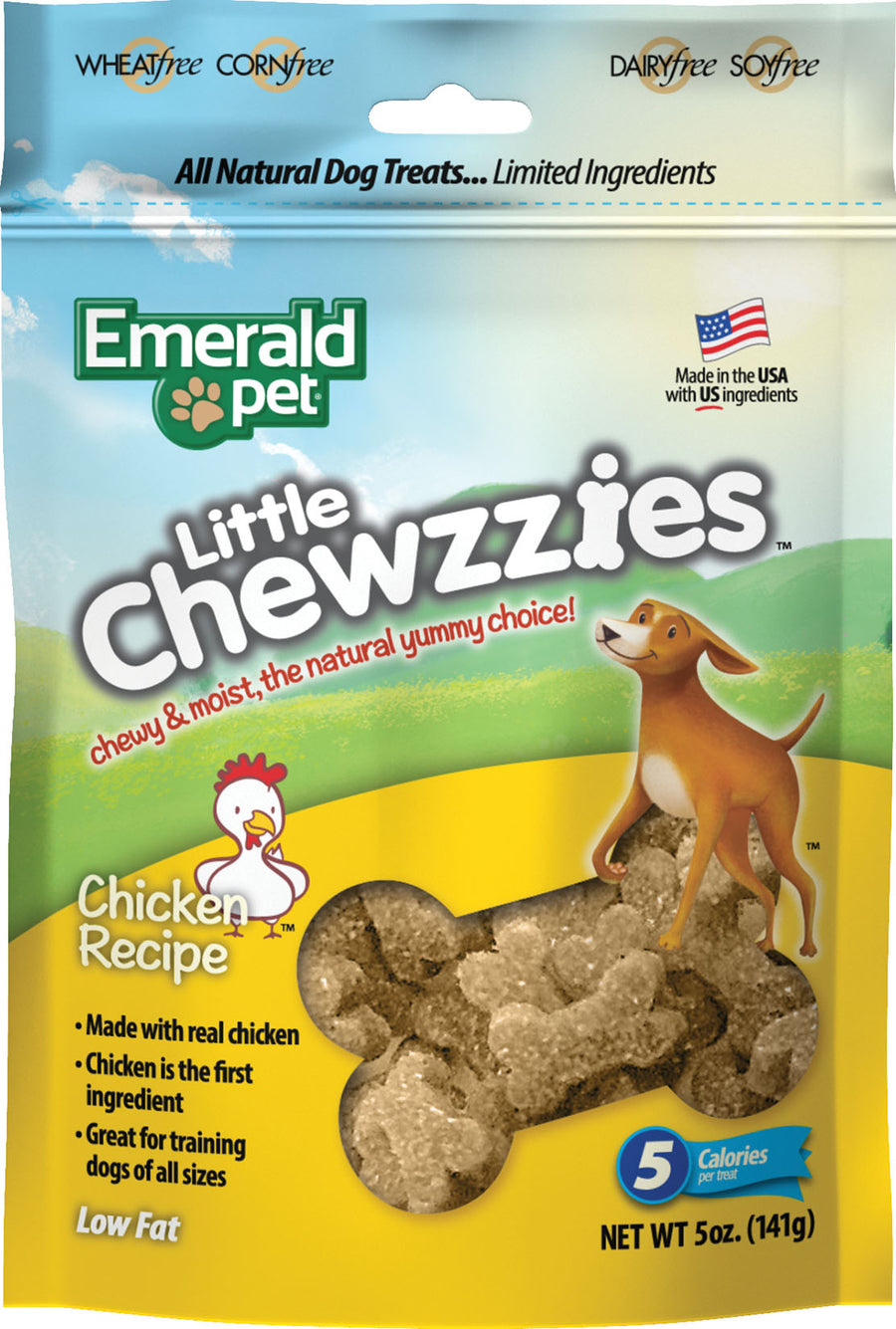 Emerald Pet Little Chewzzies Dog Treats, Chicken, 5 oz - Long Lasting Chews