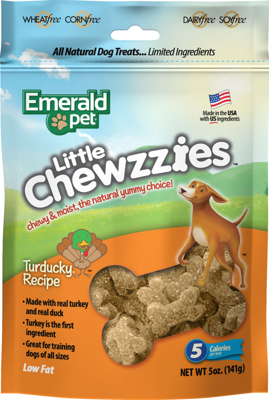 Emerald Pet Little Chewzzies Dog Treats, Turducky, 5 oz - Long Lasting Chews