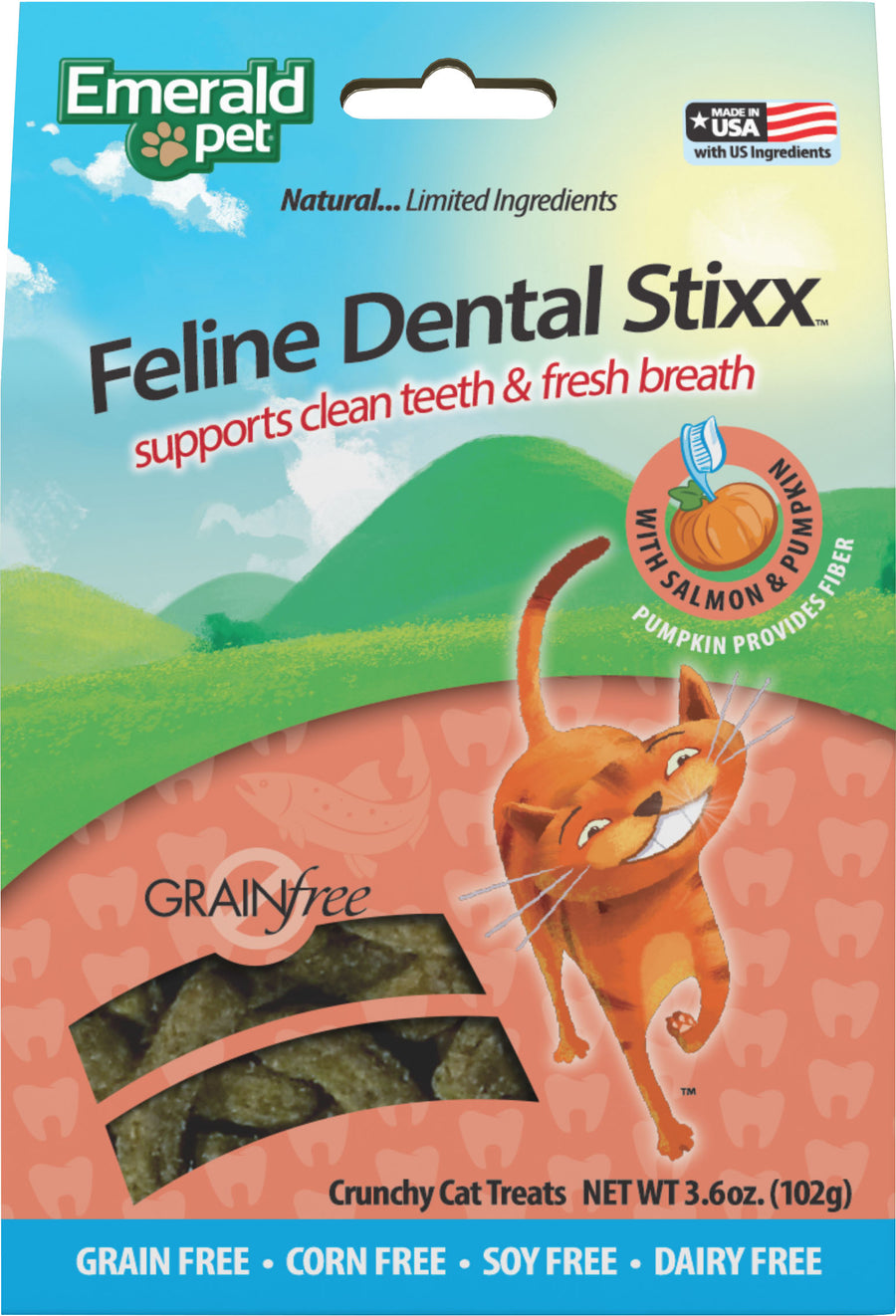 Emerald Pet Feline Dental Stixx, Salmon, 3.6 oz - Dental Care