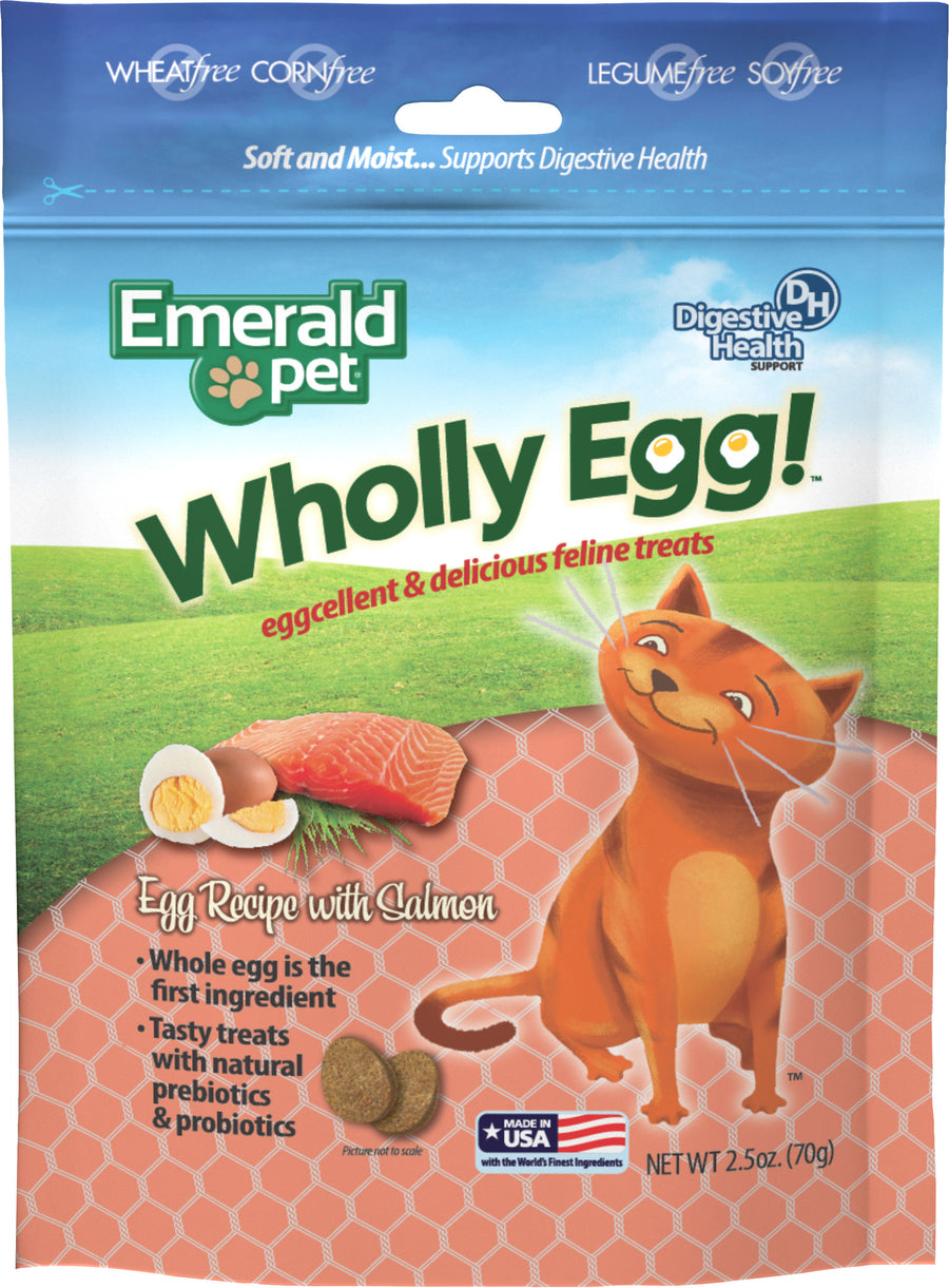 Emerald Pet Wholly Egg Digestive Health Treats Fel, Salmon, 2.5 oz - Edibles