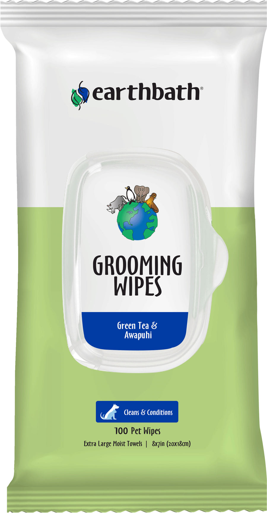Earthbath Grooming Wipes, Green Tea/Awapuhi, 100 pk - Shampoos & Wipes