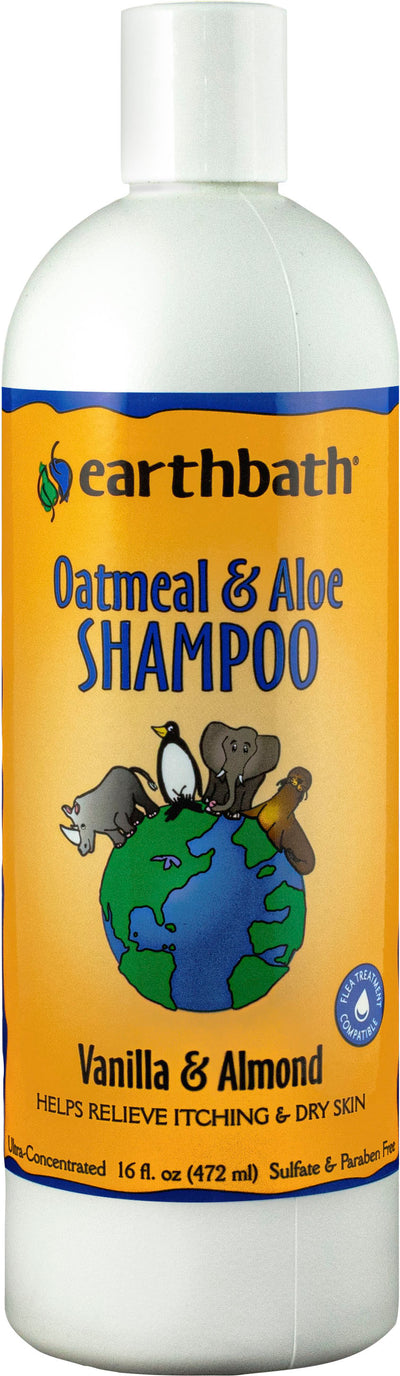 Earthbath Oatmeal & Aloe Pet Shampoo, Vanilla/Almond, 16 oz - Shampoos & Wipes