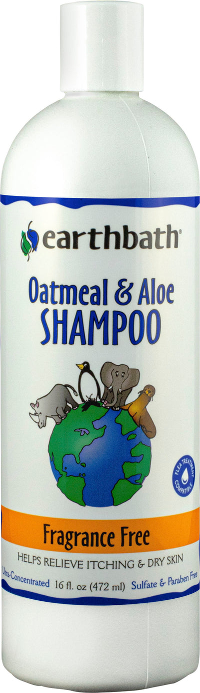 Earthbath Oatmeal & Aloe Pet Shampoo, Fragrance Free, 16 oz - Shampoos & Wipes