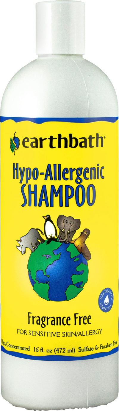 Earthbath Hypoallergenic Pet Shampoo, Fragrance Free, 16 oz - Shampoos & Wipes