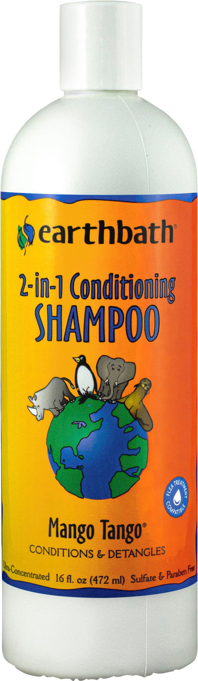 Earthbath 2-in-1 Conditioning Pet Shampoo, Mango, 16 oz - Shampoos & Wipes
