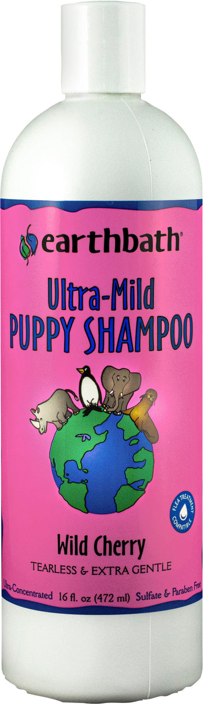Earthbath Puppy Ultra Mild Tearless Shampoo, Wild Cherry, 16 oz - Shampoos & Wipes