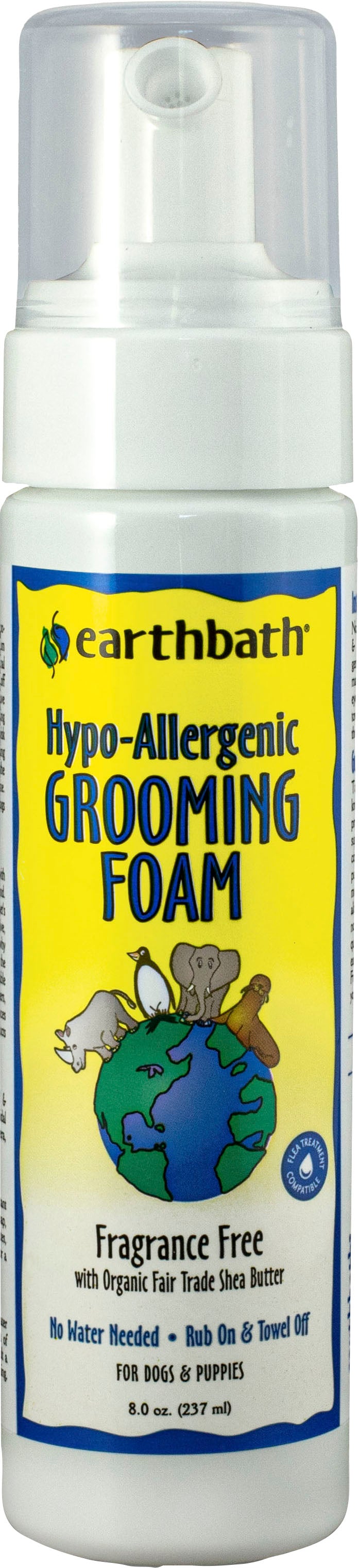 Earthbath Hypoallergenic Grooming Foam for Dogs, Fragrance Free, 8 oz - Shampoos & Wipes