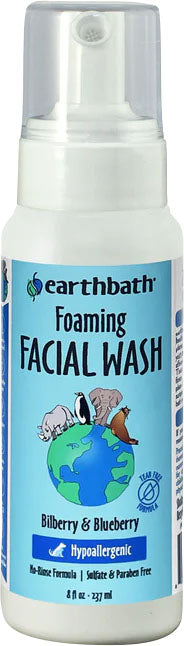 Earthbath Foaming Facial Wash, Bilberry/Blueberry, 8 oz - Shampoos & Wipes