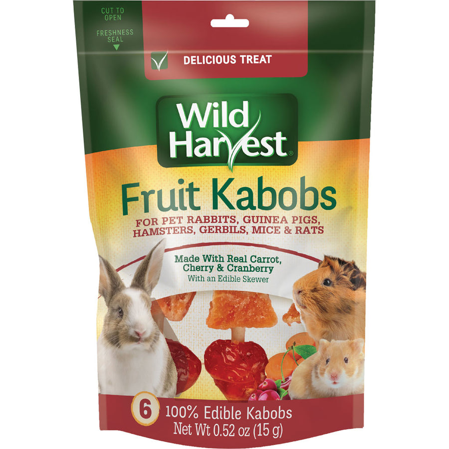 Wild Harvest Fruit Kabobs for Small Animals, Carrot Cherry Cranberry, 6pk -.52 oz - Edibles
