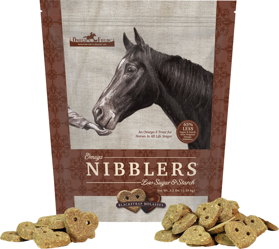 Omega Nibblers Low Sugar & Starch Treat for Horses, Molasses, 3.5 lb - Treats