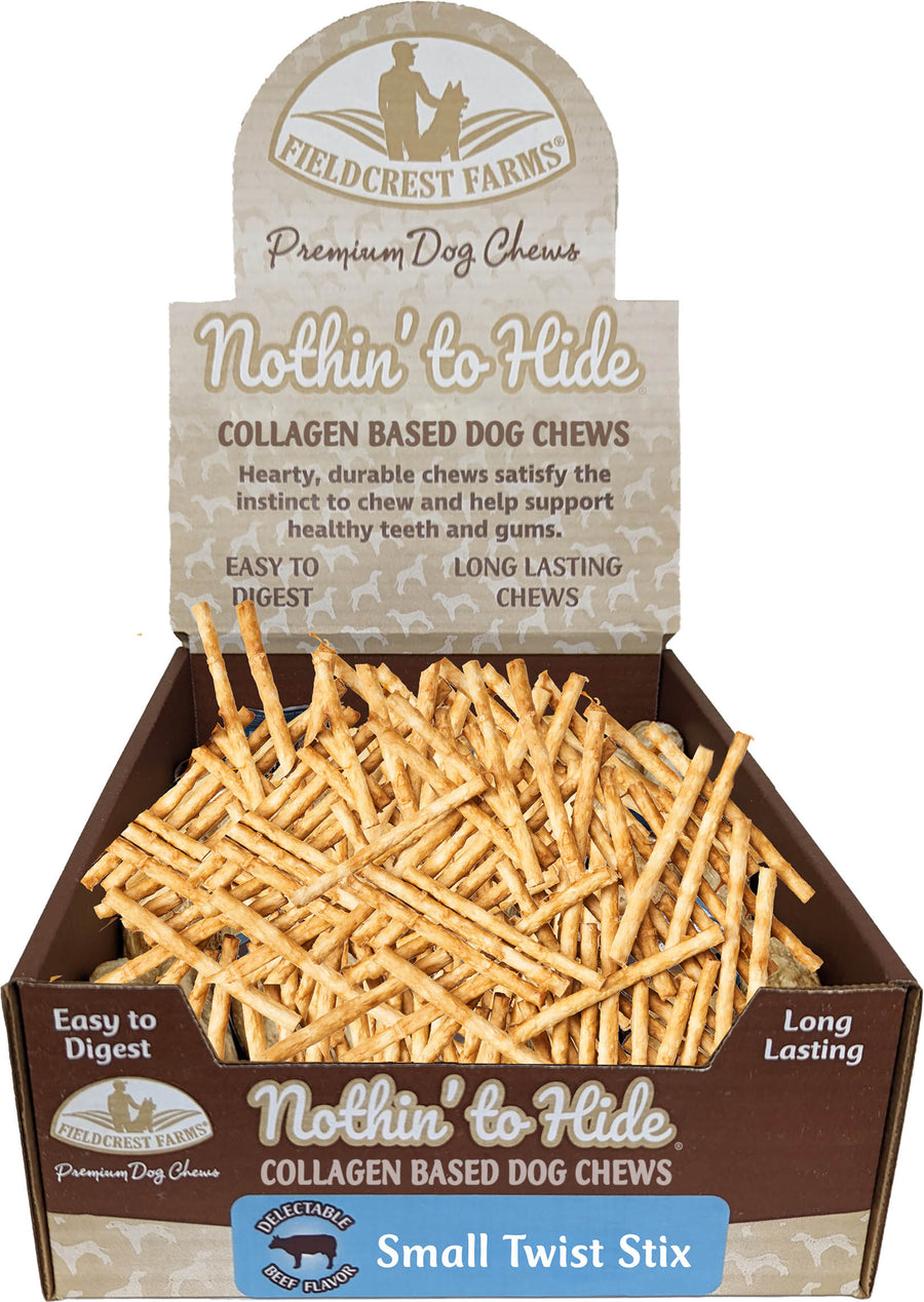 Fieldcrest Farms Nothin' to Hide Twist Stix, Beef, 100 pk - Long Lasting Chews