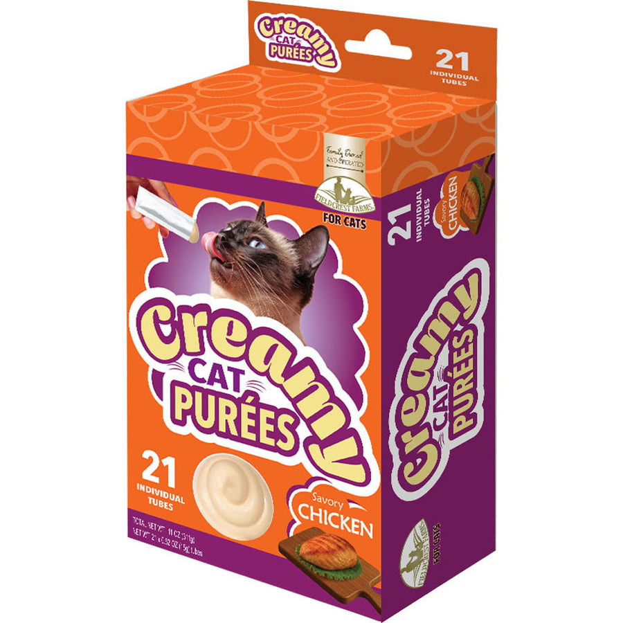 Fieldcrest Farms Creamy Cat Purees, Chicken, 21 ct - Edibles