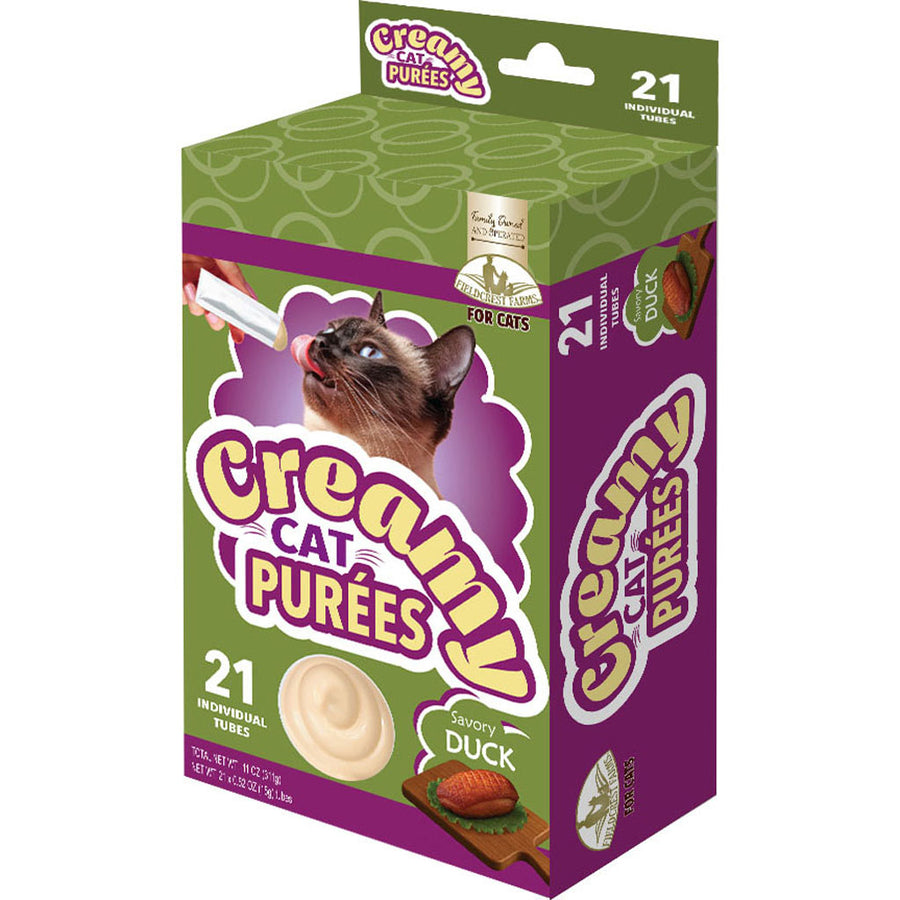 Fieldcrest Farms Creamy Cat Purees, Duck, 21 ct - Edibles