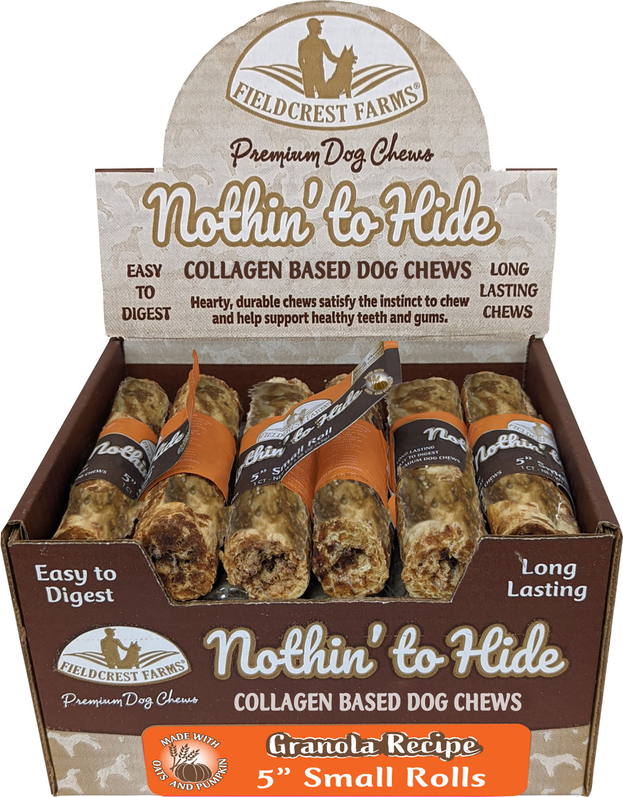 Fieldcrest Farms Nothin' to Hide Granola Roll, 5 in-24 pk - Long Lasting Chews