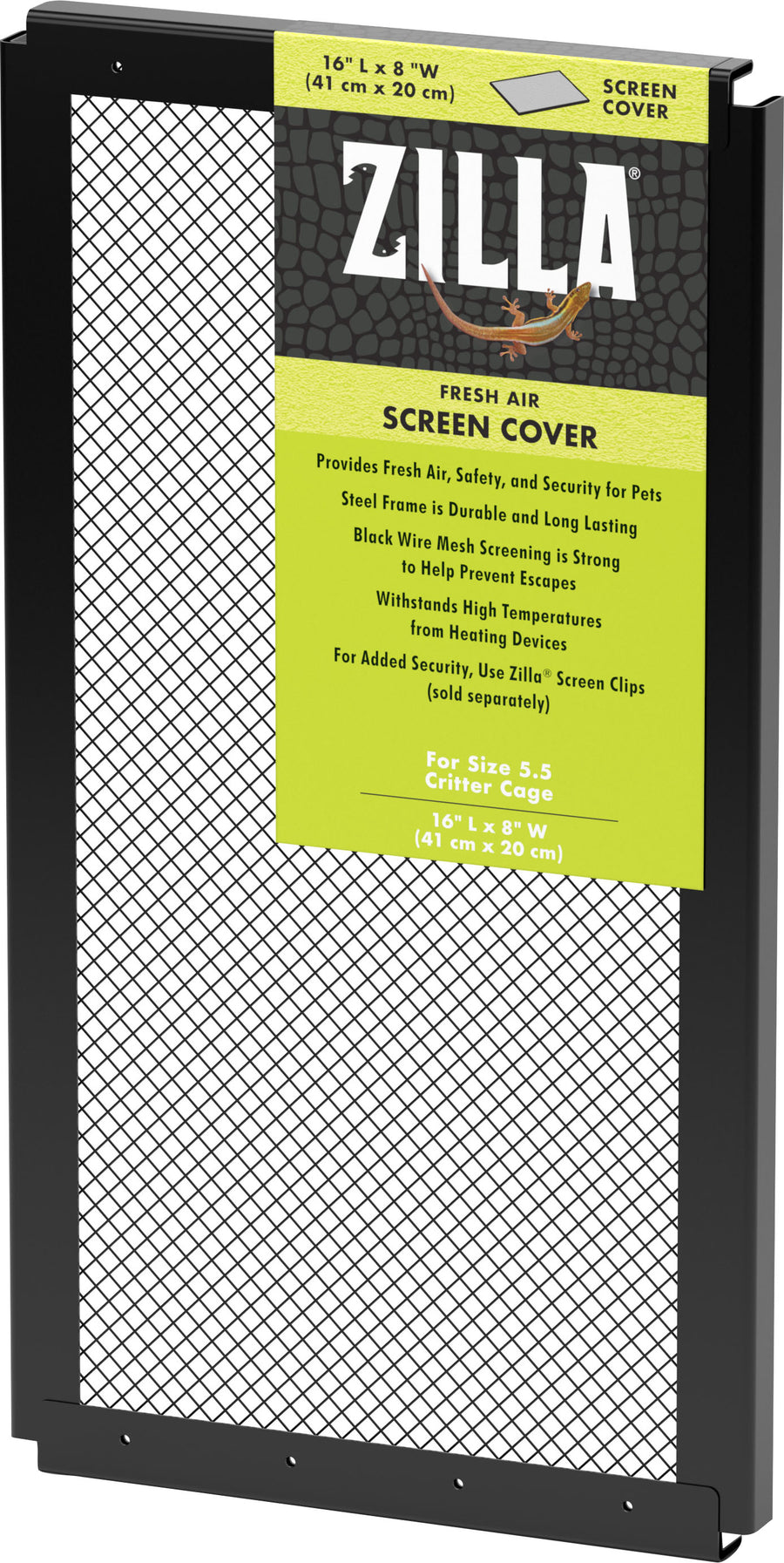 Zilla Fresh Air Screen Cover, Black, 16x8 in - Metal