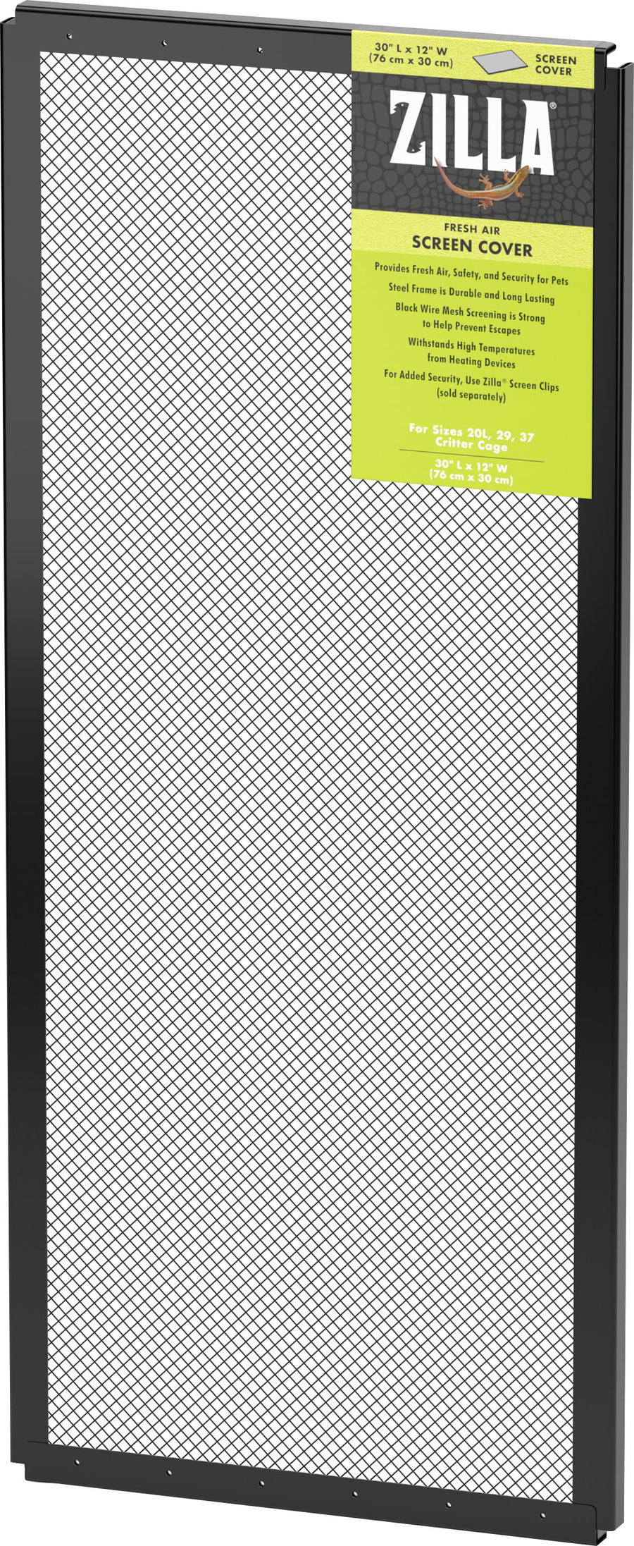Zilla Fresh Air Screen Cover, Black, 30x12 in - Metal