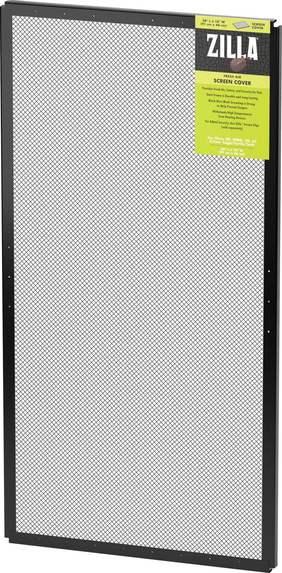 Zilla Fresh Air Screen Cover, Black, 36x18 in - Metal
