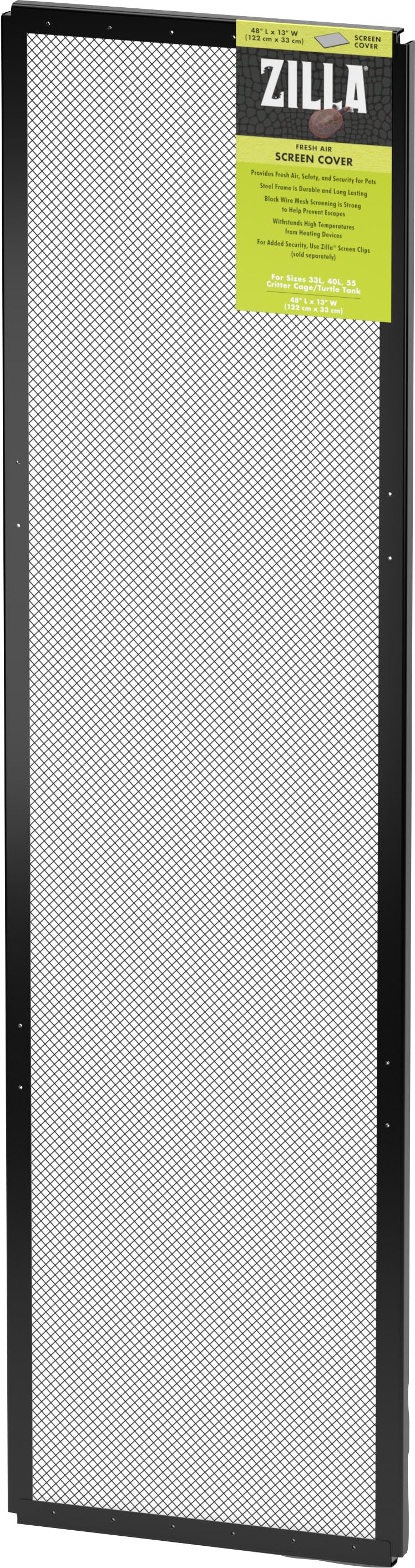 Zilla Fresh Air Screen Cover, Black, 48x13 in - Metal