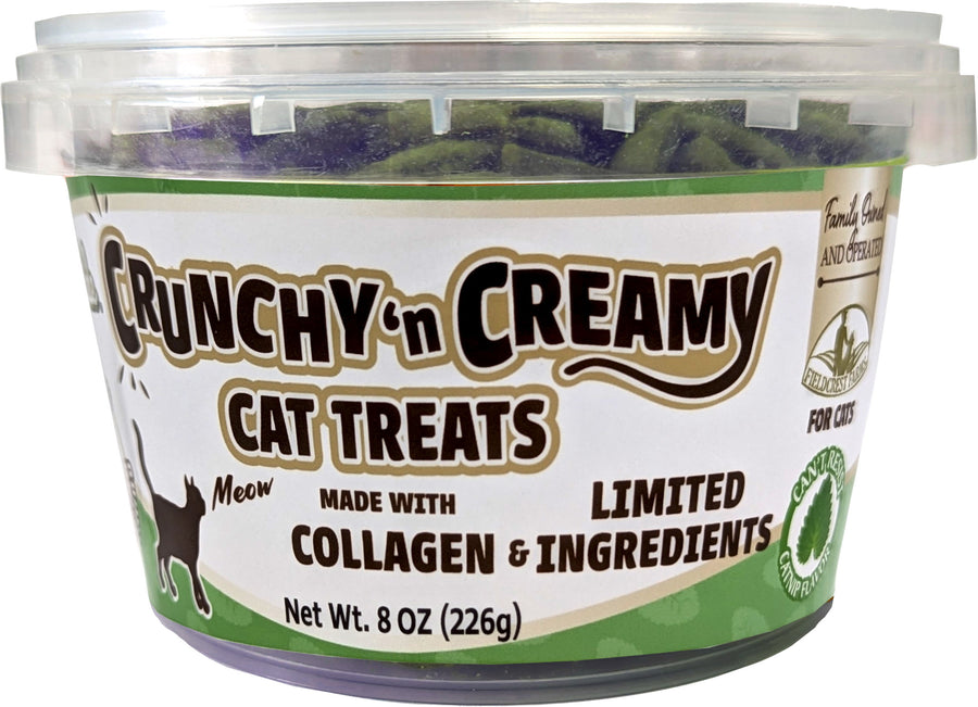 Fieldcrest Farms Nothin' to Hide Collagen Cat Treats, Catnip, 8 oz Tub - Edibles