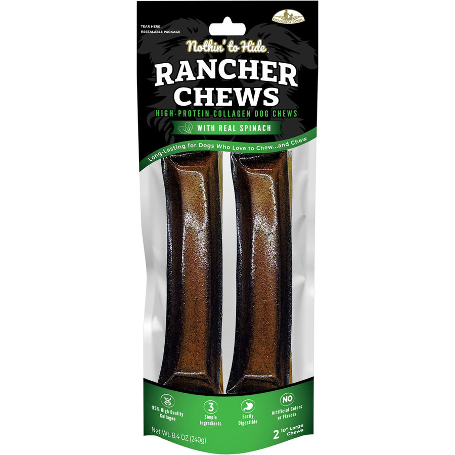 Fieldcrest Farms Nothin' to Hide Rancher Chews, Spinach, 10 in-2 pk - Long Lasting Chews