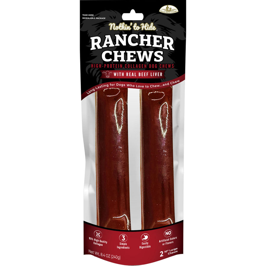 Fieldcrest Farms Nothin' to Hide Rancher Chews, Beef, 10 in-2 pk - Long Lasting Chews