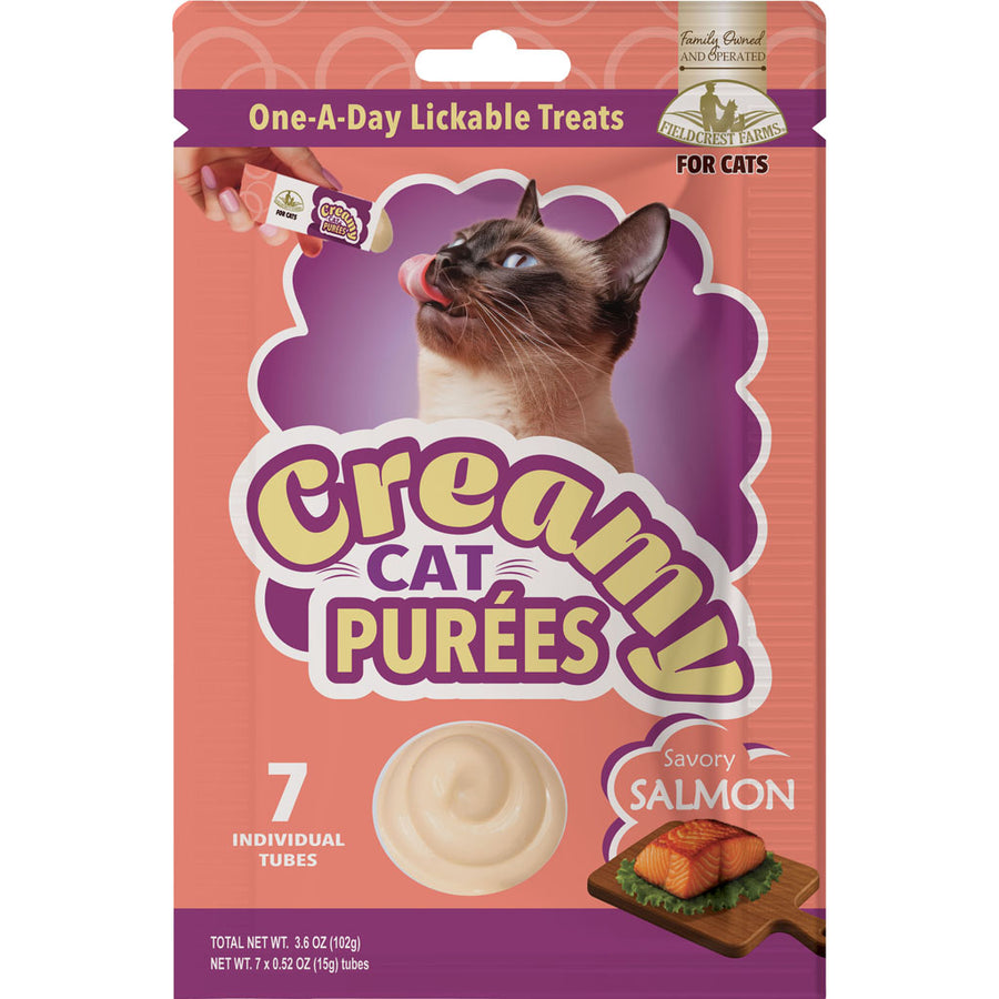 Fieldcrest Farms Creamy Cat Purees, Salmon, 7 ct - Edibles