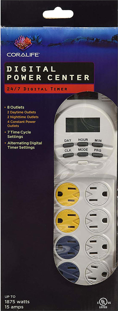 Coralife Aqualight Digital Power Center, White, 15 Amp - Timers