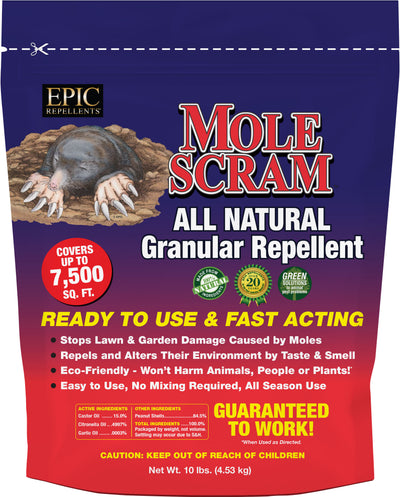 Mole Scram RTU Granular Repellent, 10 lb - Repellents: Mole/Gopher/Vole