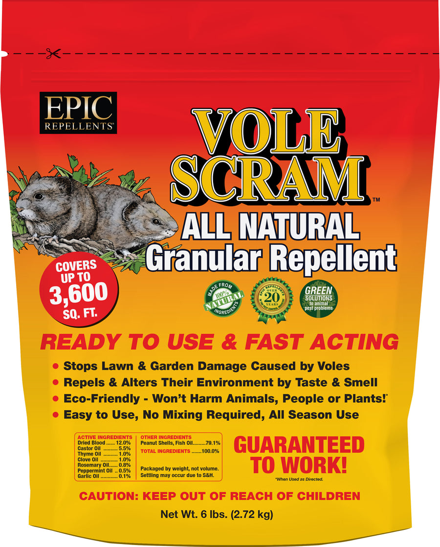 Vole Scram RTU Granular Repellent, 6 lb - Repellents: Mole/Gopher/Vole