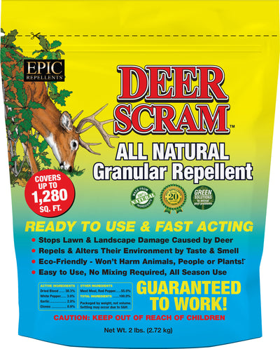 Deer Scram RTU Granular Repellent Shaker Bag, 2 lb - Repellents: Deer