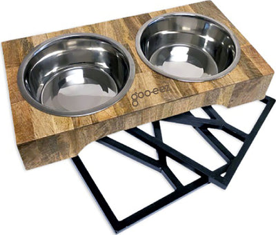 Goo-Eez 3 in 1 Adjustable Mango Wood Dbl Diner, Metal, O/s - Raised Diners