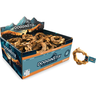 Dogginstix Braided Lamb Collagen Ring - Rawhide/ Body Parts
