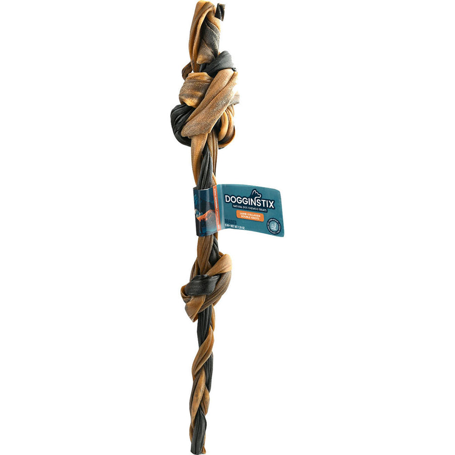 Dogginstix Braided Lamb Collagen Double Knots - Rawhide/ Body Parts