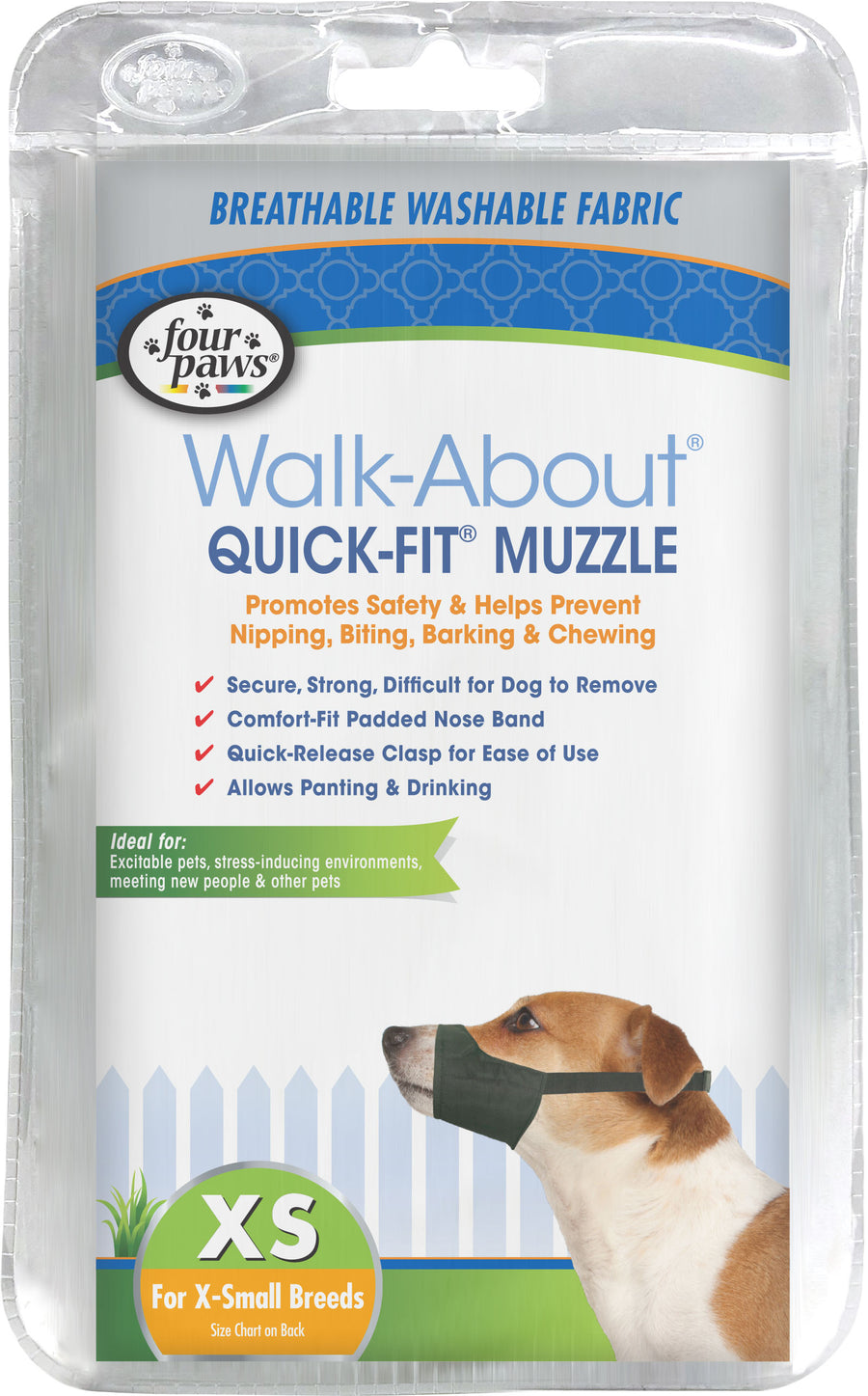Four Paws Walk About Quick Fit Dog Muzzle, Black, xs/1 - Muzzles