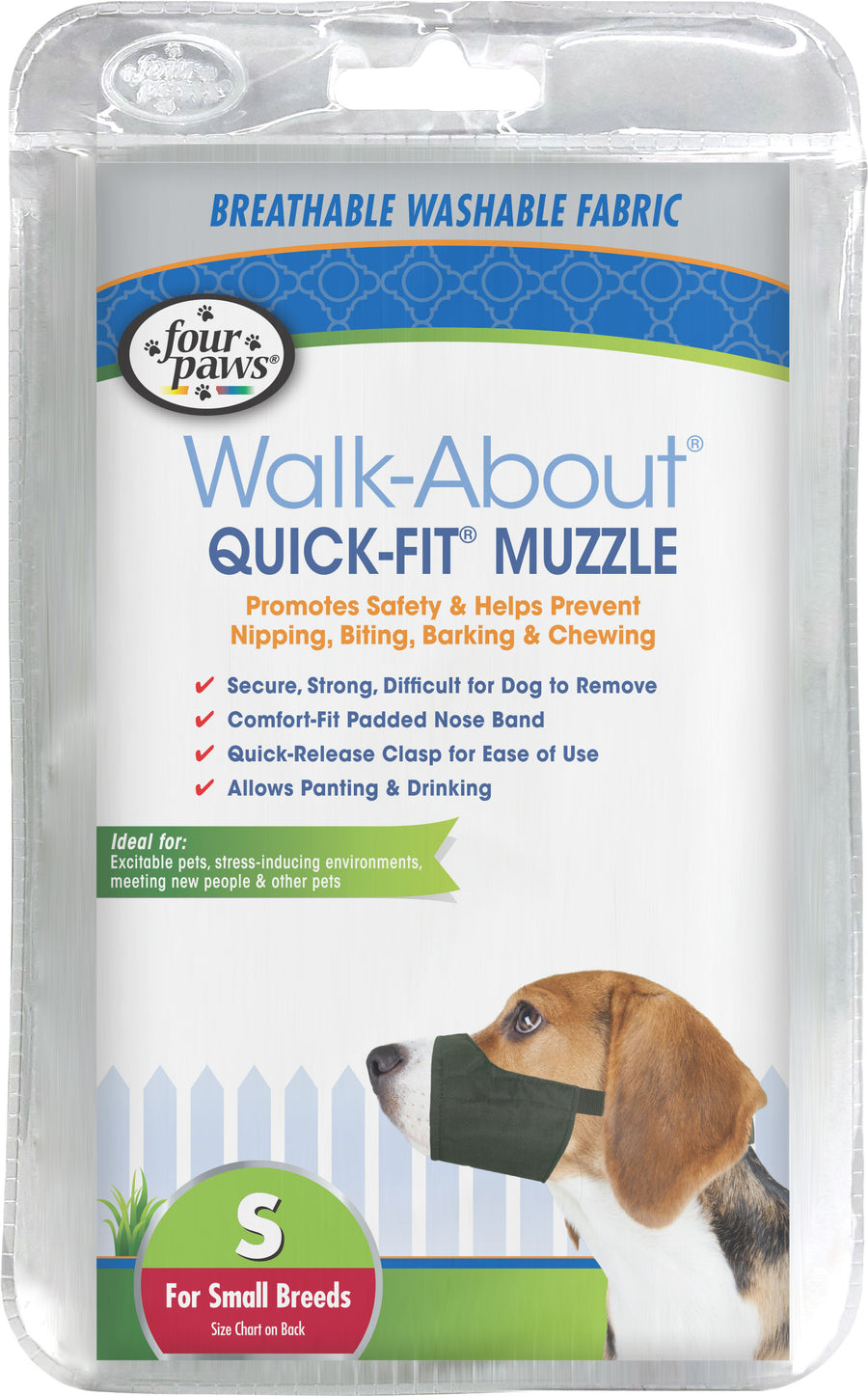 Four Paws Walk About Quick Fit Dog Muzzle, Black, sm/2 - Muzzles